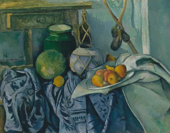 Framed Print : Still Life with a Ginger Jar and Eggplants, 1893-94. Creator: Paul Cezanne Framed Print : Still Life with a Ginger Jar and Eggplants, 1893-94. Creator: Paul Cezanne