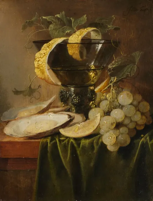 Framed Print : Still Life with a Glass and Oysters, ca. 1640. Creator: Jan Davidsz de Heem Framed Print : Still Life with a Glass and Oysters, ca. 1640. Creator: Jan Davidsz de Heem
