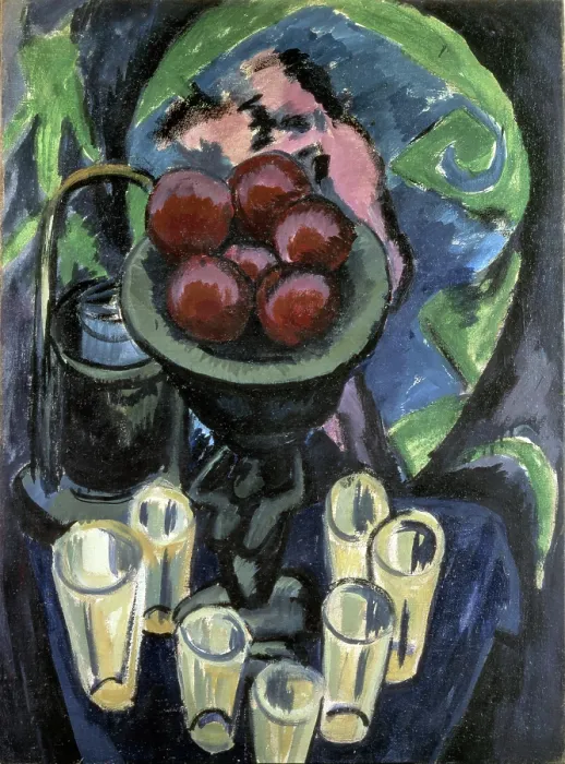 Framed Print : Still Life with Glasses, 1912. Creator: Kirchner, Ernst Ludwig (1880-1938) Framed Print : Still Life with Glasses, 1912. Creator: Kirchner, Ernst Ludwig (1880-1938)