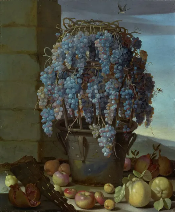 Framed Print : Still Life with Grapes and Other Fruit, 1630s. Creator: Luca Forte Framed Print : Still Life with Grapes and Other Fruit, 1630s. Creator: Luca Forte