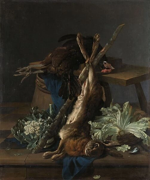 Still Life with Hare and a Black Rooster, 1659. Creator: Cornelis Lelienbergh