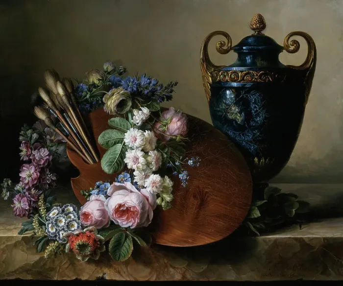 Framed Print : Still life. An Homage to Van Spaendonck, between c1780 and c1790. Creator: Marquise de Grollier Framed Print : Still life. An Homage to Van Spaendonck, between c1780 and c1790. Creator: Marquise de Grollier