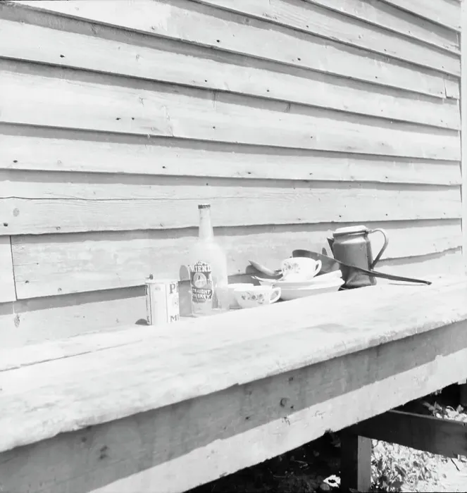 Framed Print : Still life housing of migrant berry pickers in southern New Jersey, 1936. Creator: Dorothea Lange Framed Print : Still life housing of migrant berry pickers in southern New Jersey, 1936. Creator: Dorothea Lange