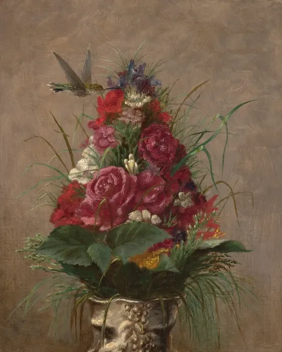 Framed Print : Still Life with Hummingbird, 1870. Creator: William Merritt Chase Framed Print : Still Life with Hummingbird, 1870. Creator: William Merritt Chase
