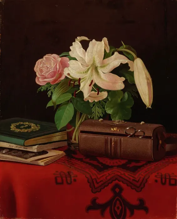Framed Print : Still Life on a Lady's Worktable, 1868. Creator: Ferdinand von Wright Framed Print : Still Life on a Lady's Worktable, 1868. Creator: Ferdinand von Wright