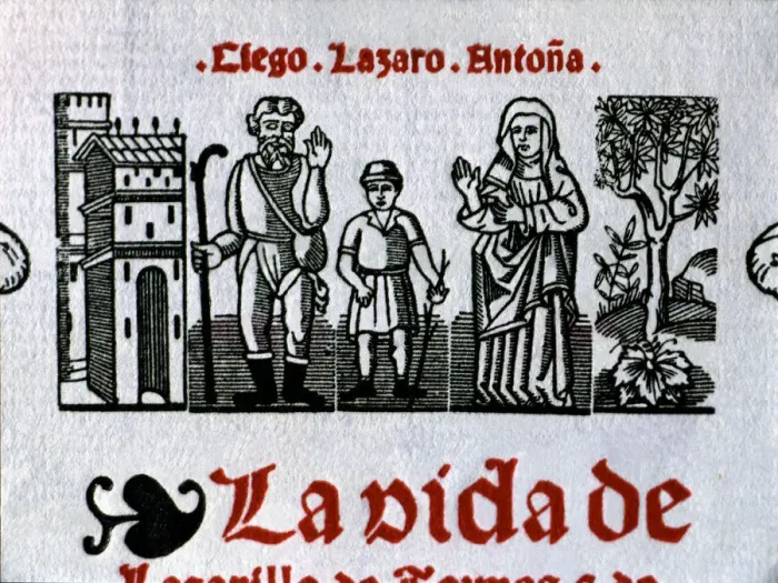Framed Print : The Life of Lazarillo de Tormes, engraving on the cover, 16th century edition Framed Print : The Life of Lazarillo de Tormes, engraving on the cover, 16th century edition