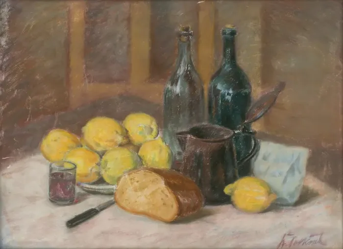 Framed Print : Still life with lemons, 1942. Creator: Stefan Polkorab Framed Print : Still life with lemons, 1942. Creator: Stefan Polkorab