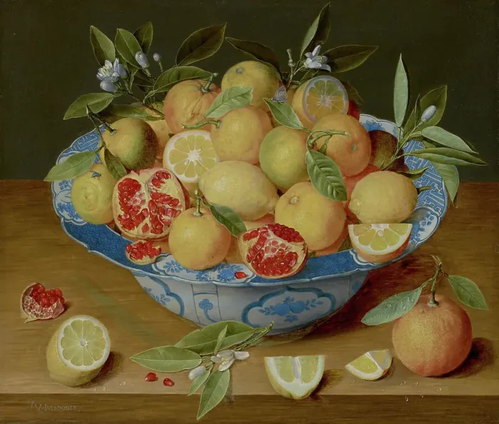 Framed Print : Still Life with Lemons, Oranges, and a Pomegranate, about 1620-1630. Creator: Jacob van Hulsdonck Framed Print : Still Life with Lemons, Oranges, and a Pomegranate, about 1620-1630. Creator: Jacob van Hulsdonck