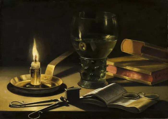 Framed Print : Still Life with a Lighted Candle Framed Print : Still Life with a Lighted Candle