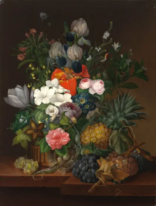 Framed Print : Still Life with a Lizard and Flowers, 1826 Framed Print : Still Life with a Lizard and Flowers, 1826