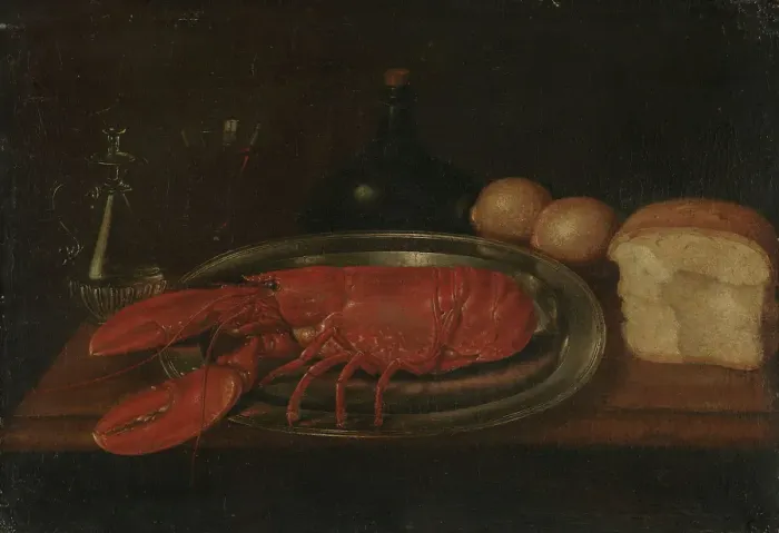 Framed Print : Still Life with Lobster and Bread, probably 17th century. Creator: Unknown Framed Print : Still Life with Lobster and Bread, probably 17th century. Creator: Unknown