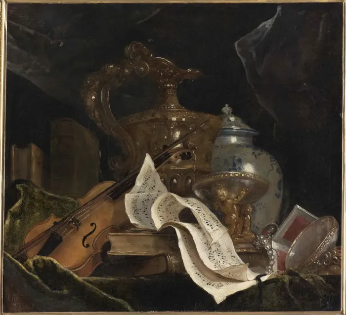 Framed Print : Still life with musical instrument, 1695-1700. Creator: Largilliere, Nicolas, de (1656-1746) Framed Print : Still life with musical instrument, 1695-1700. Creator: Largilliere, Nicolas, de (1656-1746)