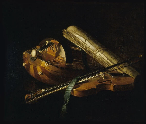 Still life with musical instruments, 1756. Creator: Jeaurat de Bertry