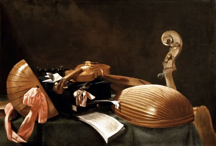 Framed Print : Still Life with Musical Instruments, c. 1650. Artist: Baschenis, Evaristo (1617-1677) Framed Print : Still Life with Musical Instruments, c. 1650. Artist: Baschenis, Evaristo (1617-1677)
