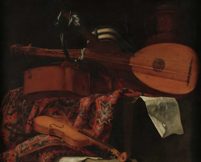 Framed Print : Still Life with Musical Instruments, Mid of 17th century. Creator: Baschenis, Evaristo (1617-1677) Framed Print : Still Life with Musical Instruments, Mid of 17th century. Creator: Baschenis, Evaristo (1617-1677)