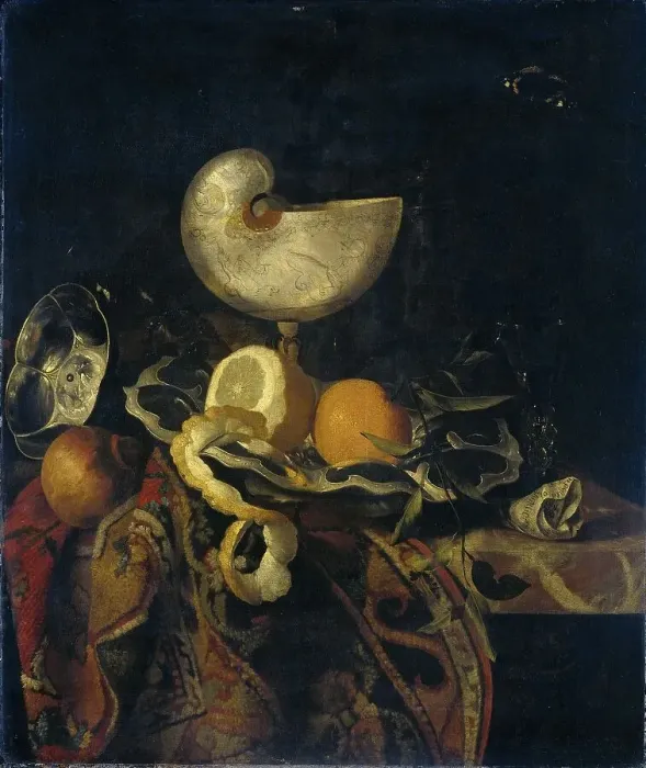 Framed Print : Still Life with Nautilus Cup, 1648-1688. Creator: Frans Sant-Acker Framed Print : Still Life with Nautilus Cup, 1648-1688. Creator: Frans Sant-Acker