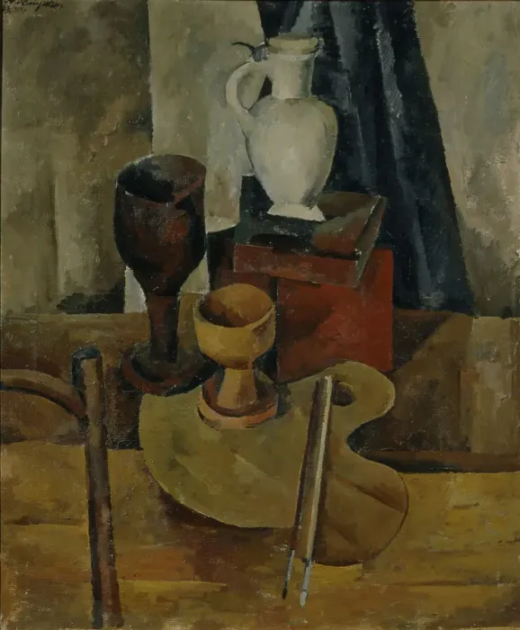 Framed Print : Still Life with Palette, 1920. Creator: Osmiorkin, Alexander Alexandrovich (1892-1953) Framed Print : Still Life with Palette, 1920. Creator: Osmiorkin, Alexander Alexandrovich (1892-1953)