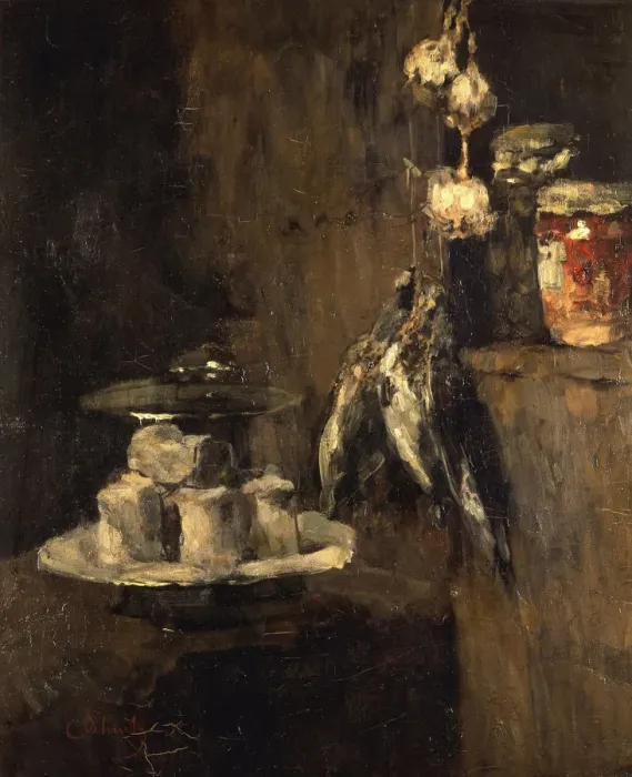 Framed Print : Still Life with Partridges and Cheese, after 1884. Artist: Schuch, Carl (1846-1903) Framed Print : Still Life with Partridges and Cheese, after 1884. Artist: Schuch, Carl (1846-1903)