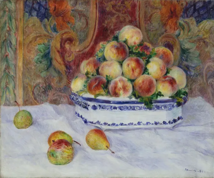 Framed Print : Still Life with Peaches, 1881. Creator: Pierre-Auguste Renoir Framed Print : Still Life with Peaches, 1881. Creator: Pierre-Auguste Renoir