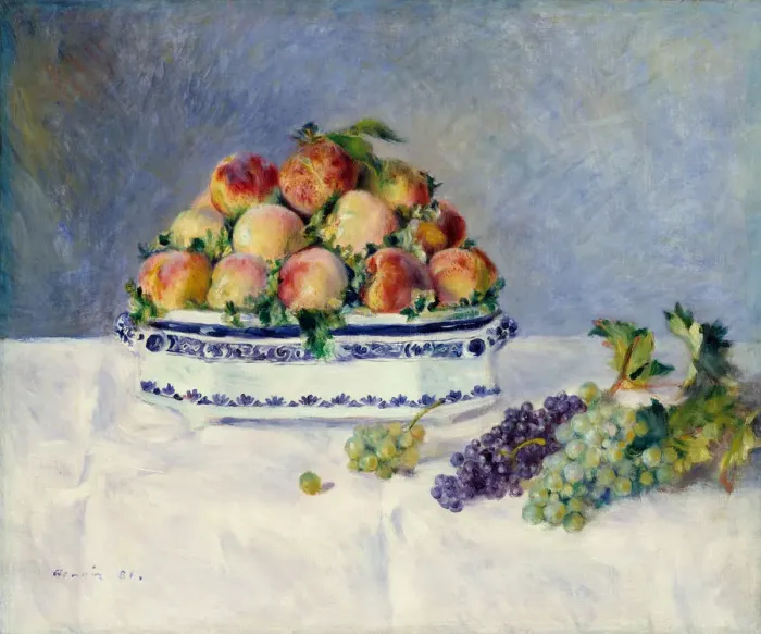Framed Print : Still Life with Peaches and Grapes, 1881. Creator: Pierre-Auguste Renoir Framed Print : Still Life with Peaches and Grapes, 1881. Creator: Pierre-Auguste Renoir