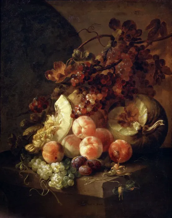 Framed Print : Still Life with Peaches, late 17th or early 18th century. Artist: Jan Frans van Son Framed Print : Still Life with Peaches, late 17th or early 18th century. Artist: Jan Frans van Son