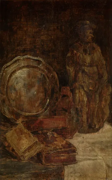 Framed Print : Still Life with Pewter Dish, 1870. Creator: Willem Linnig II Framed Print : Still Life with Pewter Dish, 1870. Creator: Willem Linnig II