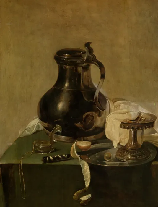 Framed Print : Still Life with a Pewter Flagon, 1635. Creator: Jan den Uyl Framed Print : Still Life with a Pewter Flagon, 1635. Creator: Jan den Uyl