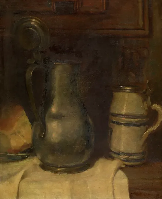 Framed Print : Still Life with Pewter Jar, 1915. Creator: Paul Claes Framed Print : Still Life with Pewter Jar, 1915. Creator: Paul Claes