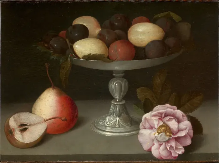 Framed Print : Still Life with plums, pears and a rose, ca 1602. Creator: Galizia, Fede (1578-1630) Framed Print : Still Life with plums, pears and a rose, ca 1602. Creator: Galizia, Fede (1578-1630)