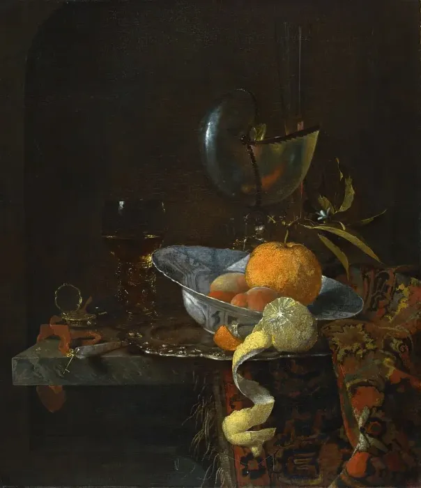 Framed Print : Still Life with porcelain Bowl and Nautilus Cup, 1660. Creator: Willem Kalf Framed Print : Still Life with porcelain Bowl and Nautilus Cup, 1660. Creator: Willem Kalf
