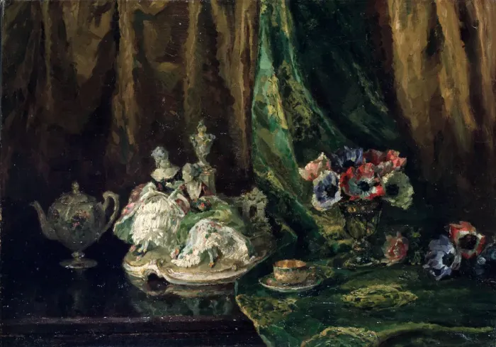 Framed Print : Still Life with Porcelain and Flowers, 20th century. Artist: Max Müller Framed Print : Still Life with Porcelain and Flowers, 20th century. Artist: Max Müller