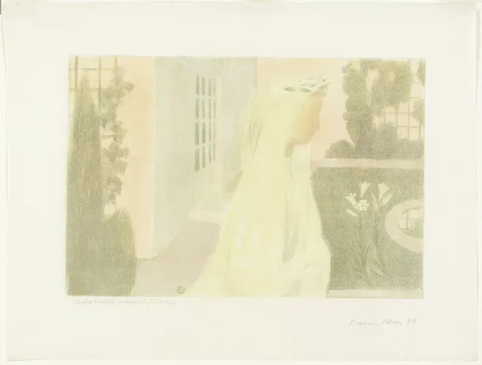Framed Print : Life Becomes Precious, Discreet, plate eleven from Love, 1898, published 1899. Creator: Maurice Denis Framed Print : Life Becomes Precious, Discreet, plate eleven from Love, 1898, published 1899. Creator: Maurice Denis