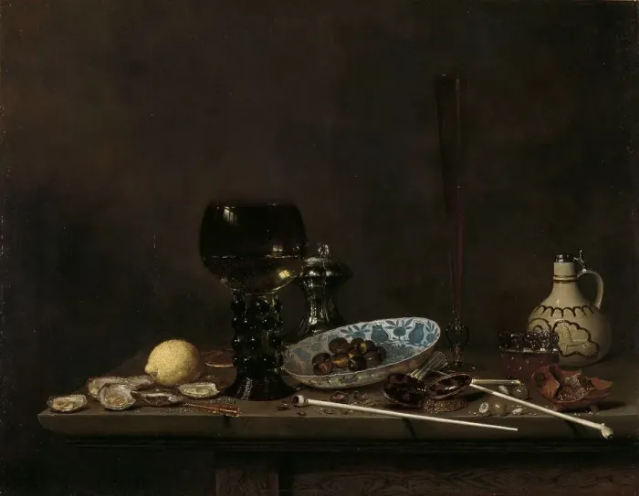 Framed Print : Still Life with Roemer, Flute Glass, Earthenware Jug and Pipes, 1651. Creator: Jan Jansz van de Velde Framed Print : Still Life with Roemer, Flute Glass, Earthenware Jug and Pipes, 1651. Creator: Jan Jansz van de Velde