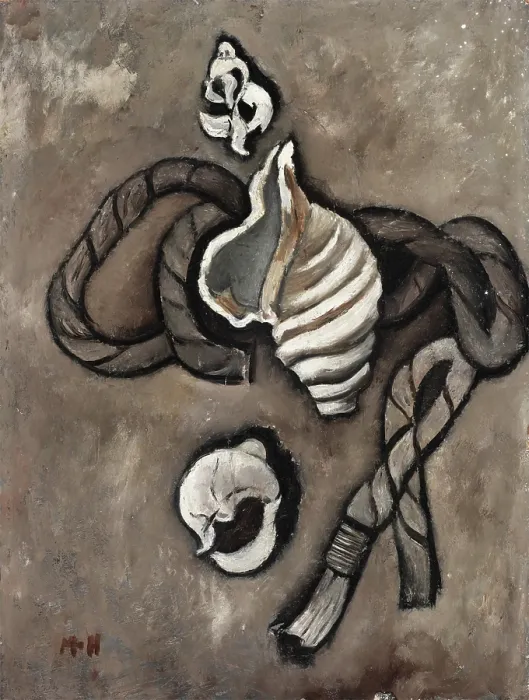 Framed Print : Still Life: Rope and Shells, 1936. Creator: Marsden Hartley Framed Print : Still Life: Rope and Shells, 1936. Creator: Marsden Hartley