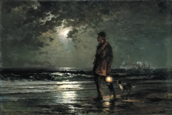 Framed Print : Life Saving Patrol, ca. 1893. Creator: Edward Moran Framed Print : Life Saving Patrol, ca. 1893. Creator: Edward Moran