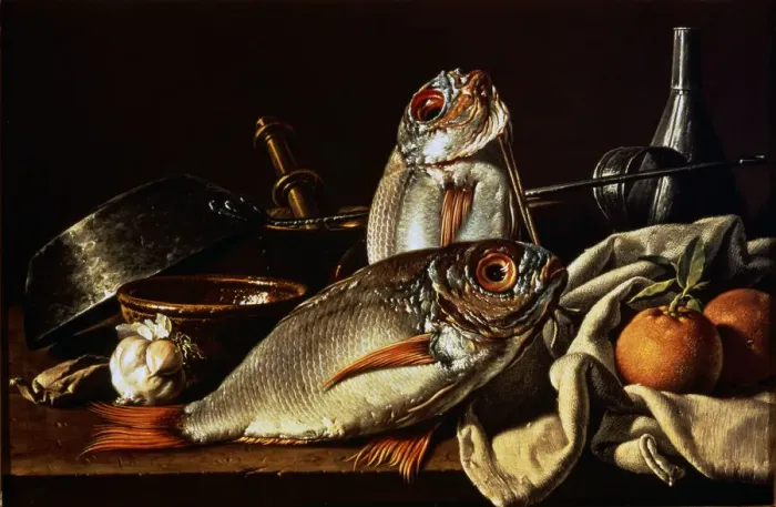 Framed Print : Still Life with two sea breams, by Luis Melendez Framed Print : Still Life with two sea breams, by Luis Melendez