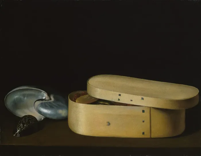 Framed Print : Still Life with Shells and a Chip-Wood Box, late 1620s. Creator: Sebastian Stoskopff Framed Print : Still Life with Shells and a Chip-Wood Box, late 1620s. Creator: Sebastian Stoskopff