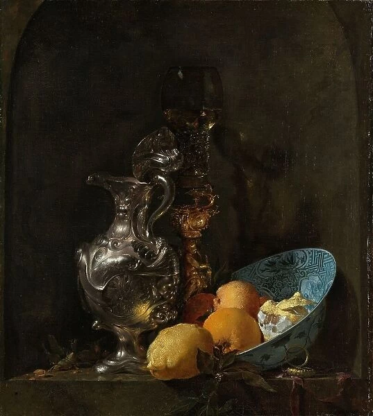 Still Life with a Silver Jug and a Porcelain Bowl, 1655-1660. Creator: Willem Kalf
