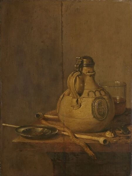 Still Life with Stoneware Jug and Pipes, 1647. Creator: Jan Jansz Treck