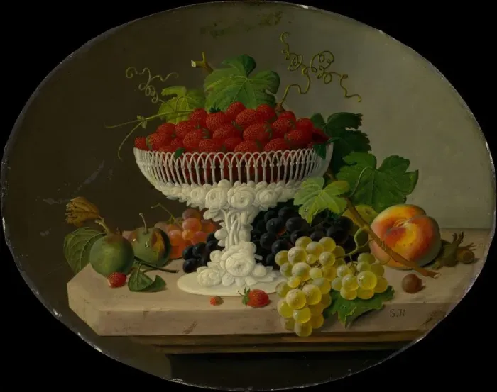 Framed Print : Still Life with Strawberries in a Compote, 1865-70. Creator: Severin Roesen Framed Print : Still Life with Strawberries in a Compote, 1865-70. Creator: Severin Roesen