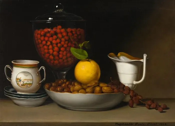 Framed Print : Still Life - Strawberries, Nuts, &c. 1822. Creator: Raphaelle Peale Framed Print : Still Life - Strawberries, Nuts, &c. 1822. Creator: Raphaelle Peale