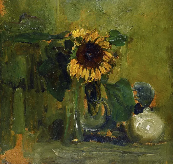 Framed Print : Still Life with Sunflower, 1907. Creator: Piet Mondrian Framed Print : Still Life with Sunflower, 1907. Creator: Piet Mondrian