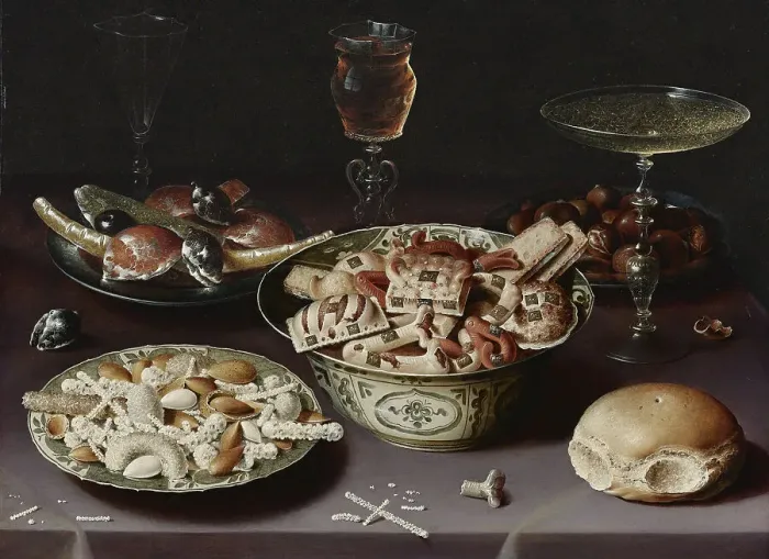 Framed Print : Still life with sweets, chestnuts and a bread roll. Artist: Beert, Osias, the Elder (ca. 1580-1624) Framed Print : Still life with sweets, chestnuts and a bread roll. Artist: Beert, Osias, the Elder (ca. 1580-1624)