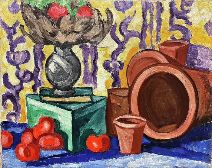 Framed Print : Still life with tomatoes, 1910-1911. Creator: Rozanova, Olga Vladimirovna (1886-1918) Framed Print : Still life with tomatoes, 1910-1911. Creator: Rozanova, Olga Vladimirovna (1886-1918)
