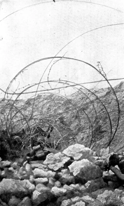 Framed Print : Life in the trenches in Champagne; In the wires of an adjoining trench... 1917. Creator: Unknown Framed Print : Life in the trenches in Champagne; In the wires of an adjoining trench... 1917. Creator: Unknown