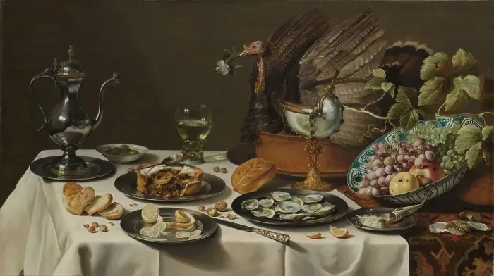 Framed Print : Still Life with a Turkey Pie, 1627. Creator: Pieter Claesz Framed Print : Still Life with a Turkey Pie, 1627. Creator: Pieter Claesz