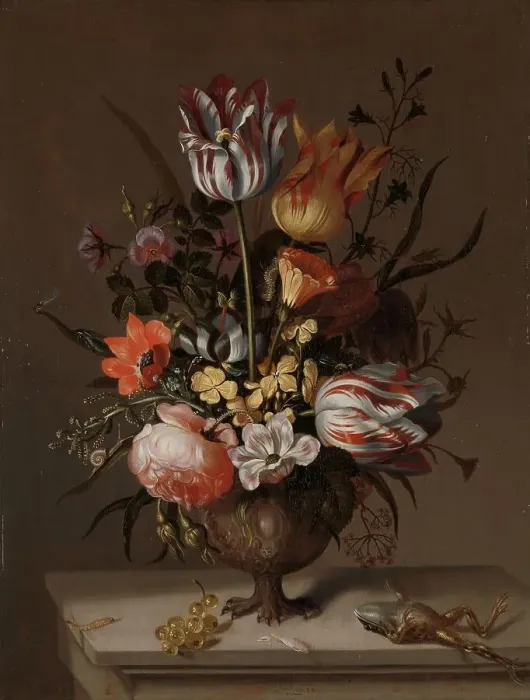 Framed Print : Still Life with a Vase of Flowers and a Dead Frog, 1634. Creator: Jacob Marrel Framed Print : Still Life with a Vase of Flowers and a Dead Frog, 1634. Creator: Jacob Marrel