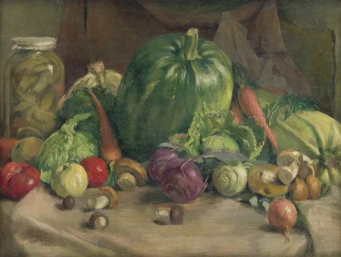 Framed Print : Still Life with Vegetables, 1922. Creator: Ladislav Treskon Framed Print : Still Life with Vegetables, 1922. Creator: Ladislav Treskon