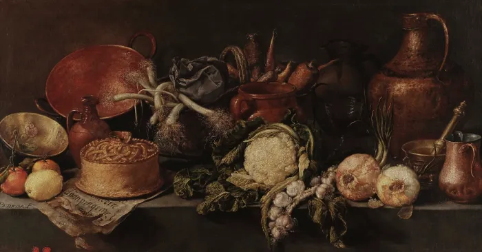Framed Print : Still life with vegetables and kitchen utensils. Creator: Pereda y Salgado, Antonio, de (1611-1678) Framed Print : Still life with vegetables and kitchen utensils. Creator: Pereda y Salgado, Antonio, de (1611-1678)