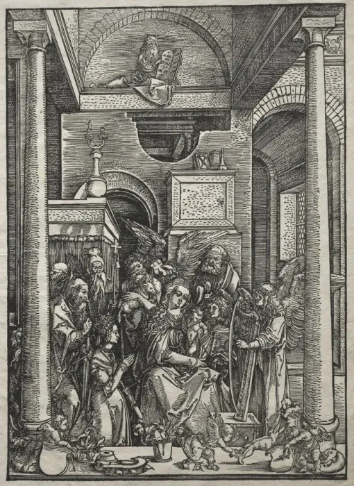 Framed Print : Life of the Virgin: Adoration of the Virgin and Child by Saints and Angels, 1504-1505 Framed Print : Life of the Virgin: Adoration of the Virgin and Child by Saints and Angels, 1504-1505